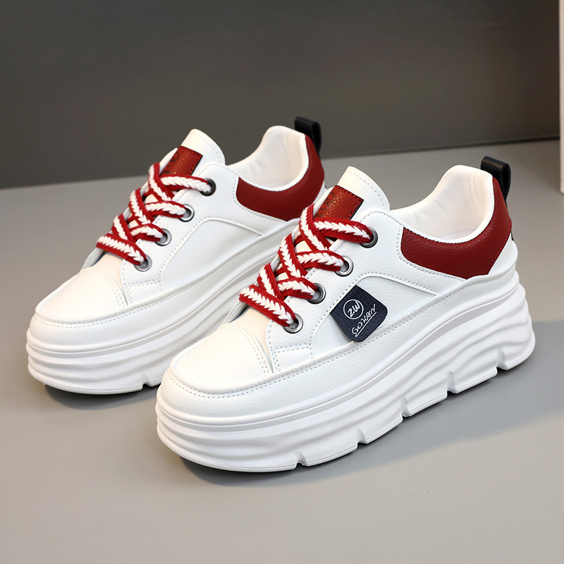 Women Breathable Low Top Sneakers Color Block Platform Casual Shoes