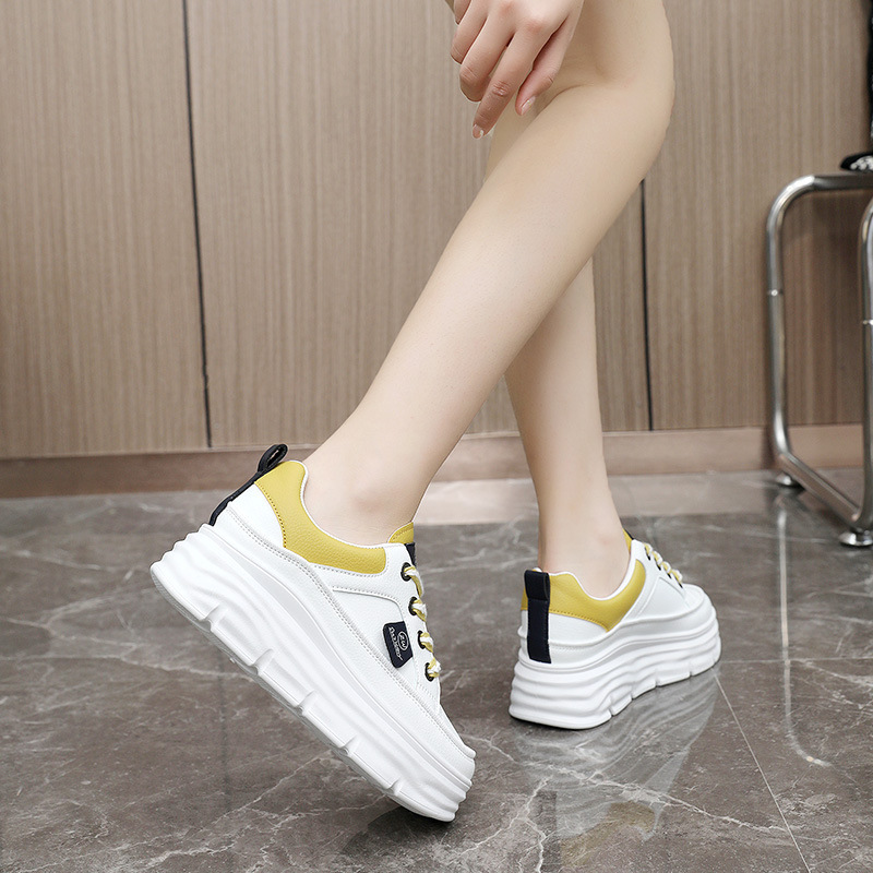 Women Breathable Low Top Sneakers Color Block Platform Casual Shoes