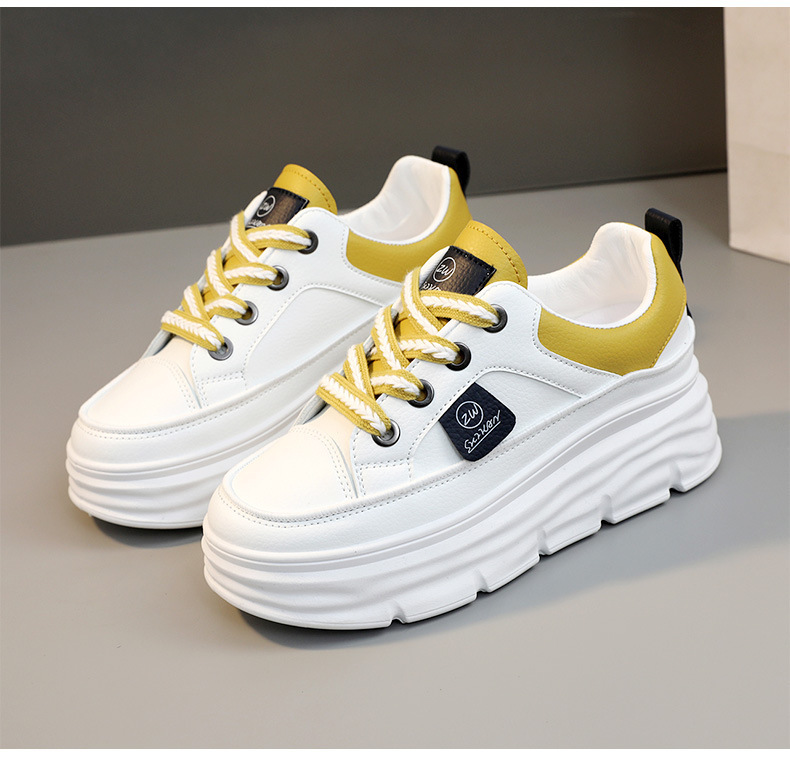 Women Breathable Low Top Sneakers Color Block Platform Casual Shoes