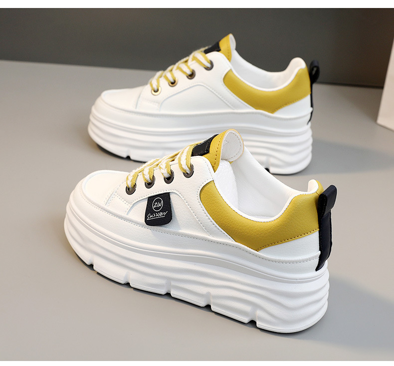 Women Breathable Low Top Sneakers Color Block Platform Casual Shoes