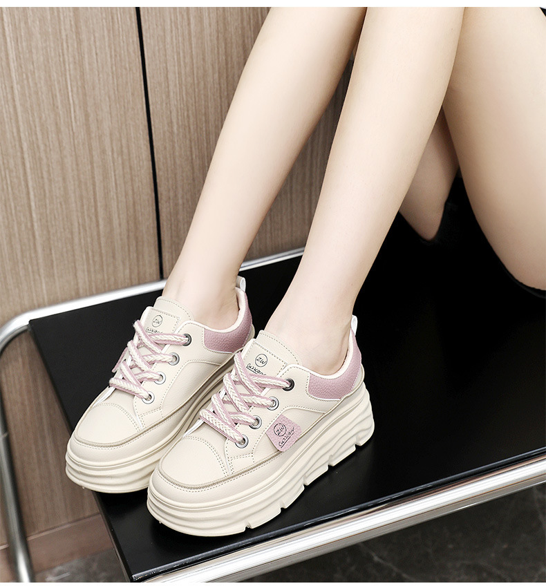 Women Breathable Low Top Sneakers Color Block Platform Casual Shoes