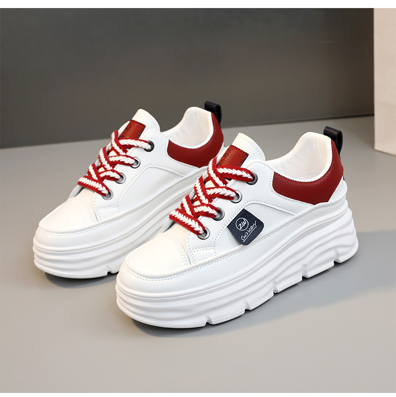 Women Breathable Low Top Sneakers Color Block Platform Casual Shoes
