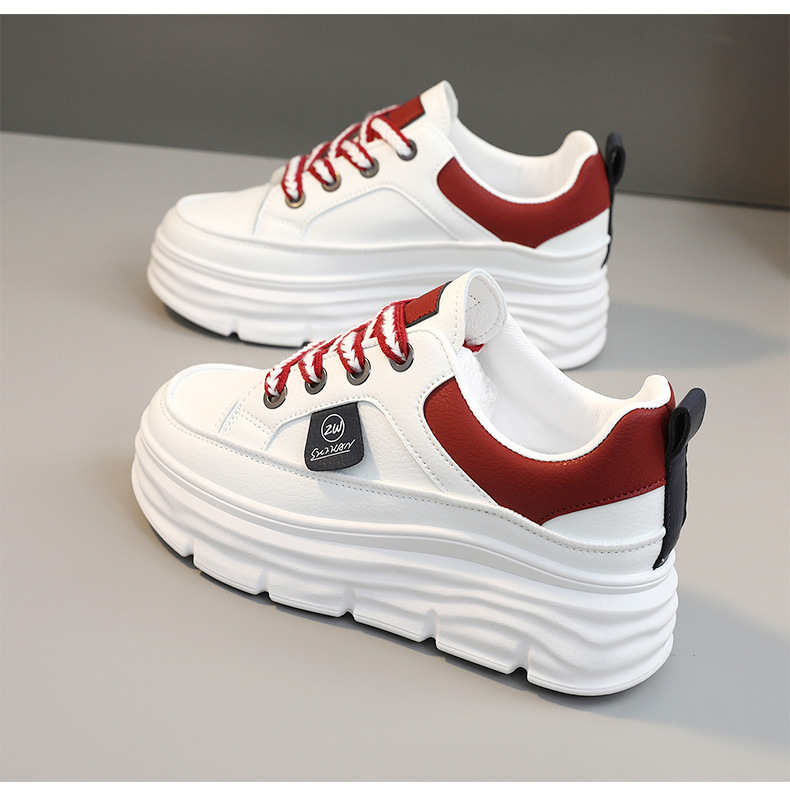 Women Breathable Low Top Sneakers Color Block Platform Casual Shoes