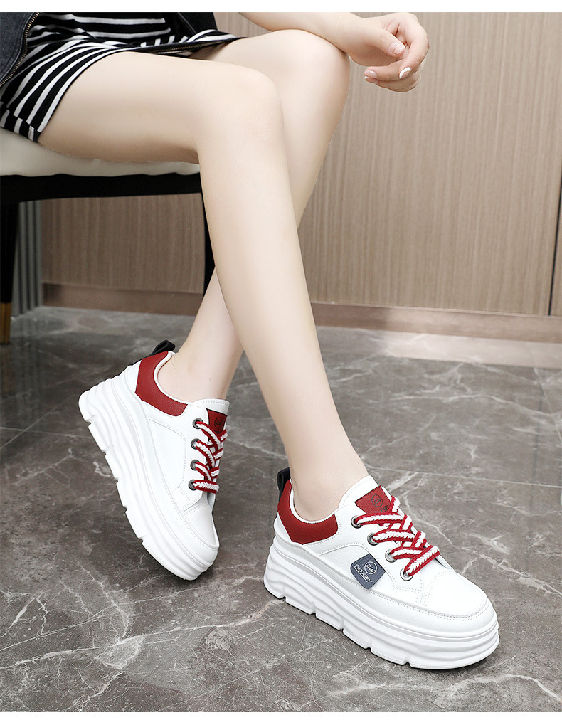 Women Breathable Low Top Sneakers Color Block Platform Casual Shoes