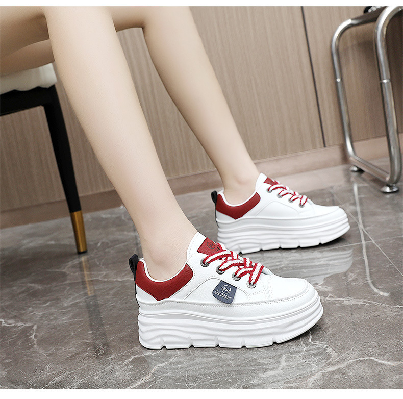 Women Breathable Low Top Sneakers Color Block Platform Casual Shoes