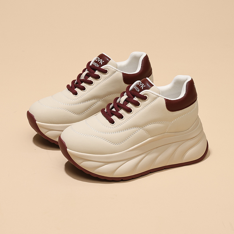 Women's Soft Sole Platform Sneakers, Low Top Round Toe Casual Shoes with Thick Sole