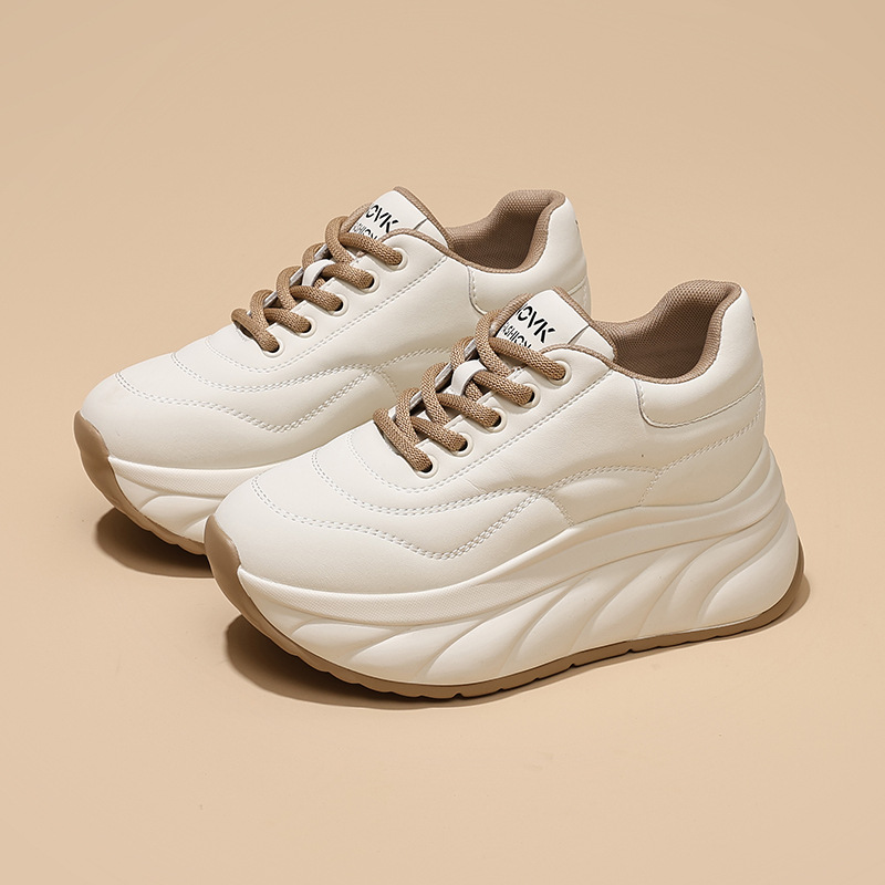 Women's Soft Sole Platform Sneakers, Low Top Round Toe Casual Shoes with Thick Sole