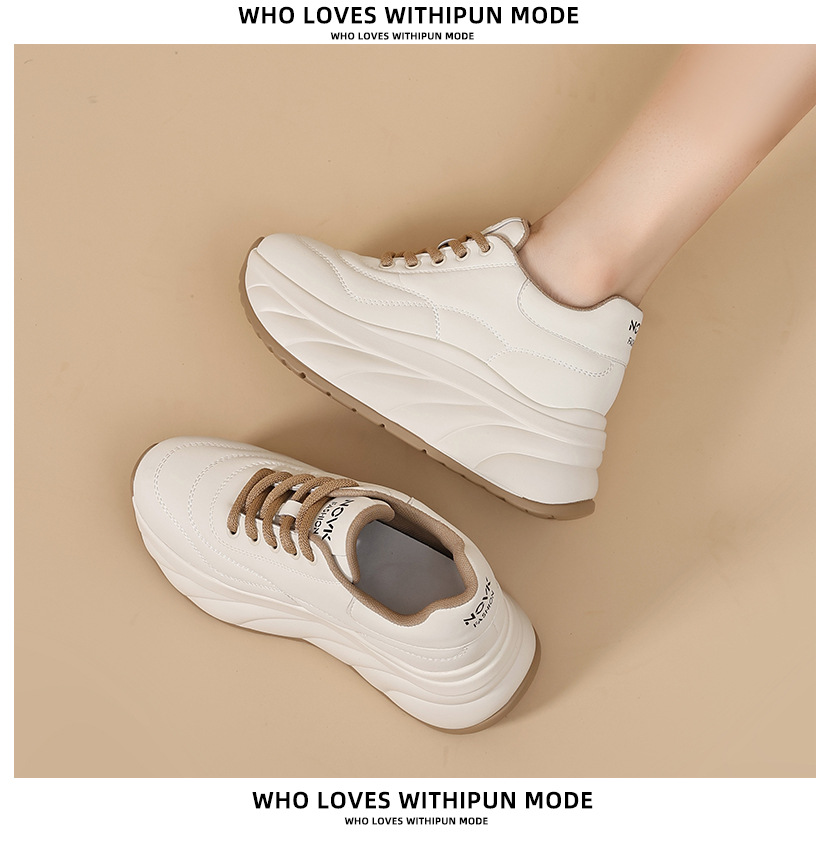 Women's Soft Sole Platform Sneakers, Low Top Round Toe Casual Shoes with Thick Sole