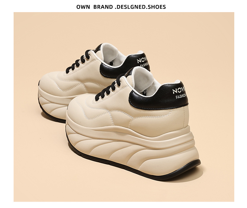 Women's Soft Sole Platform Sneakers, Low Top Round Toe Casual Shoes with Thick Sole