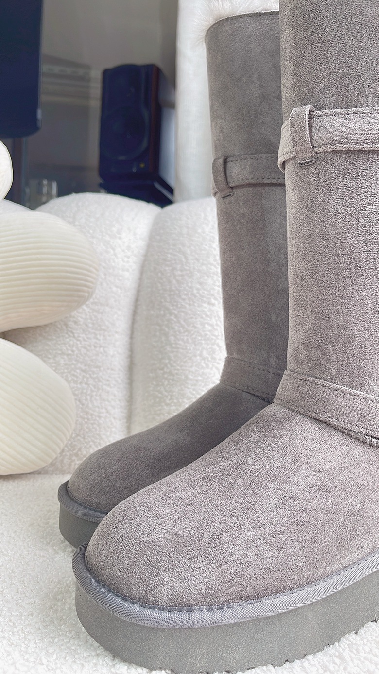 TIIDA Women High Top Winter Snow Boots Faux Fur Lined Suede Non Slip Thick Sole