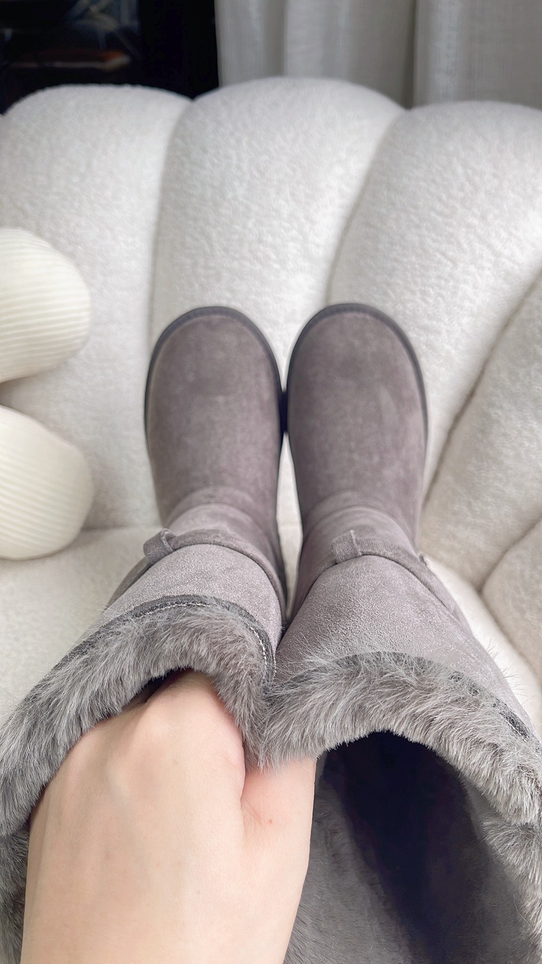 TIIDA Women High Top Winter Snow Boots Faux Fur Lined Suede Non Slip Thick Sole