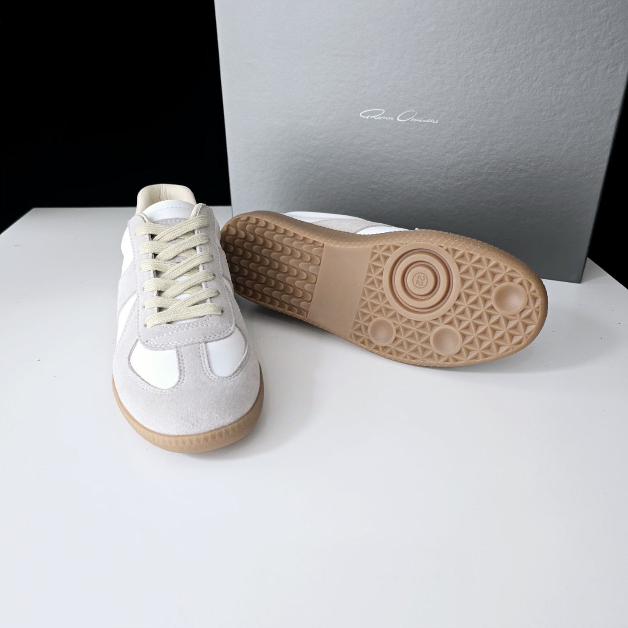 Women's Genuine Leather German Army Trainer Sneakers, Low Heel Casual Skate Shoes for Summer