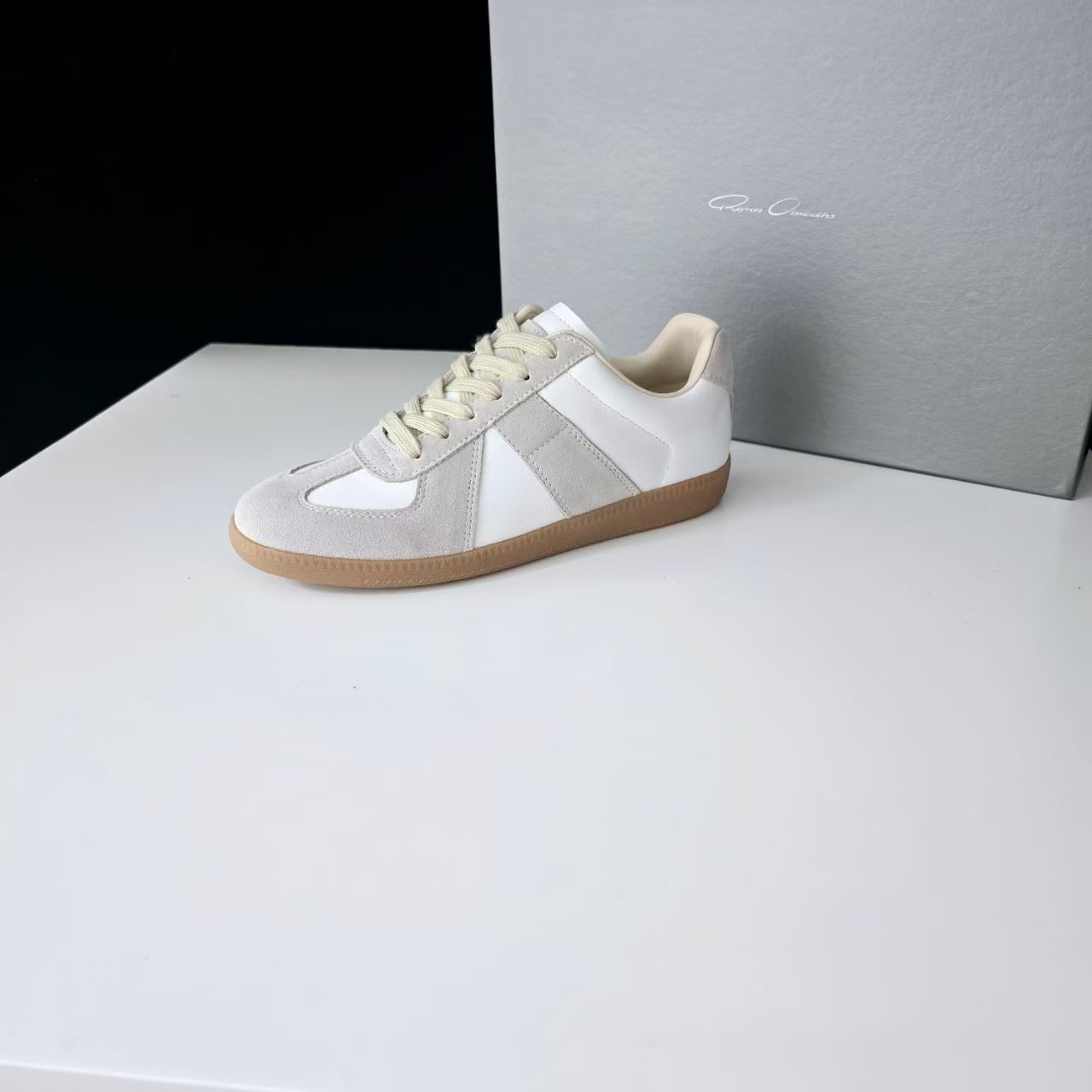 Women's Genuine Leather German Army Trainer Sneakers, Low Heel Casual Skate Shoes for Summer