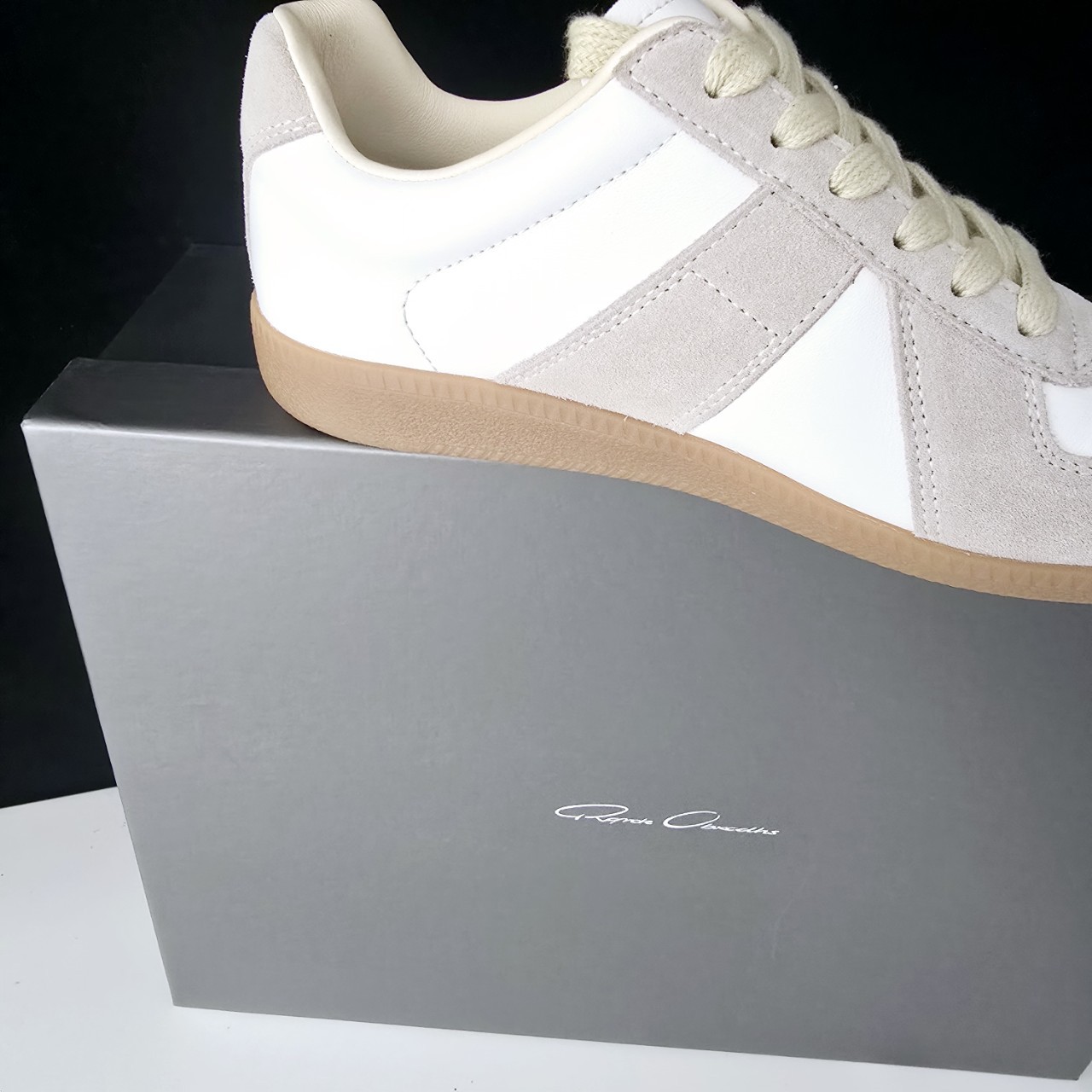 Women's Genuine Leather German Army Trainer Sneakers, Low Heel Casual Skate Shoes for Summer