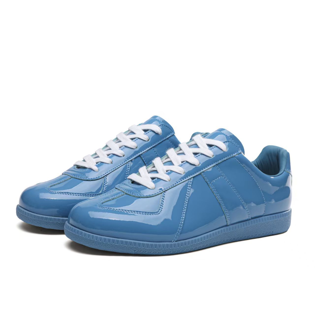 Women's Genuine Leather German Army Trainer Sneakers, Low Heel Casual Skate Shoes for Summer