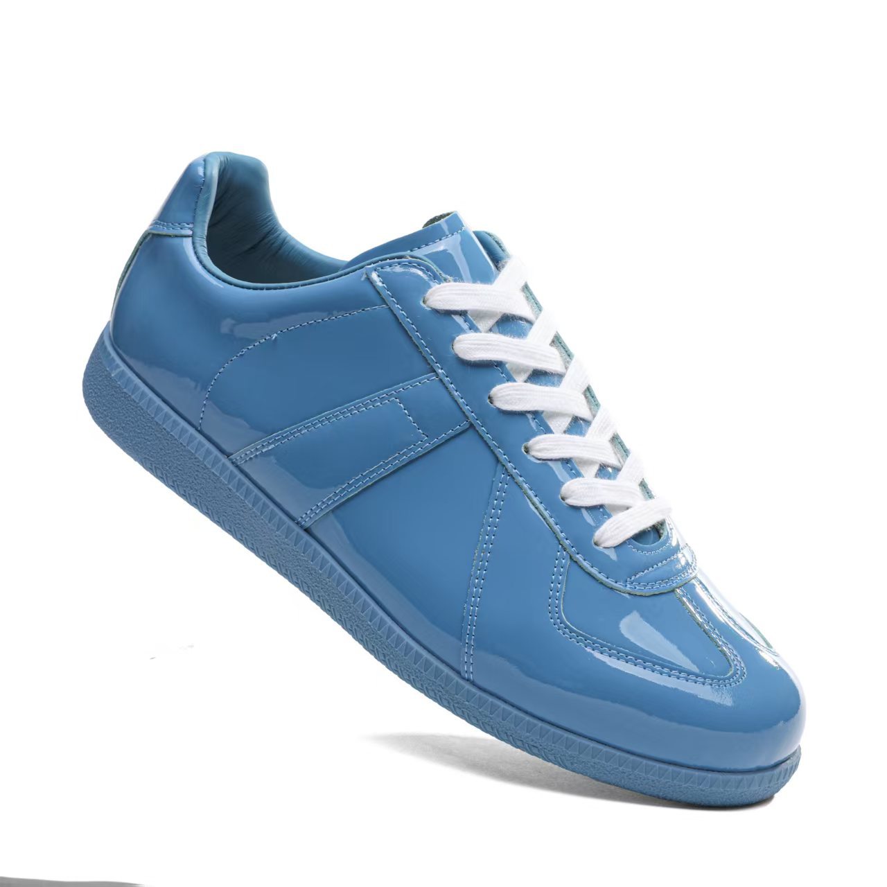 Women's Genuine Leather German Army Trainer Sneakers, Low Heel Casual Skate Shoes for Summer