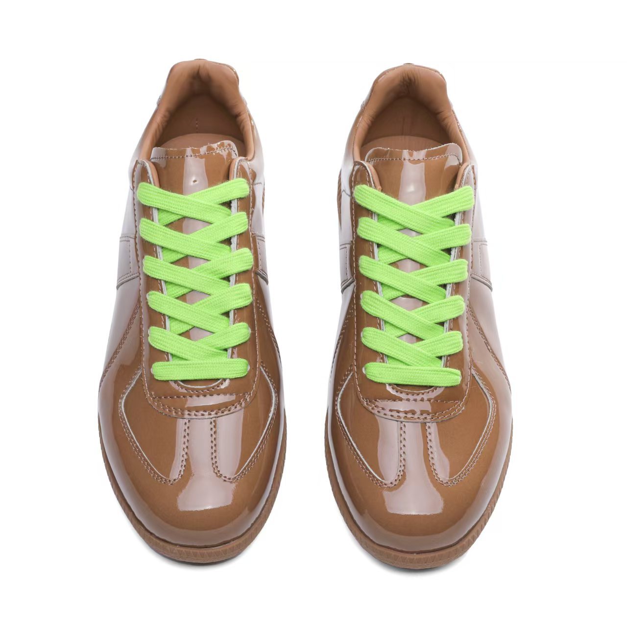 Women's Genuine Leather German Army Trainer Sneakers, Low Heel Casual Skate Shoes for Summer