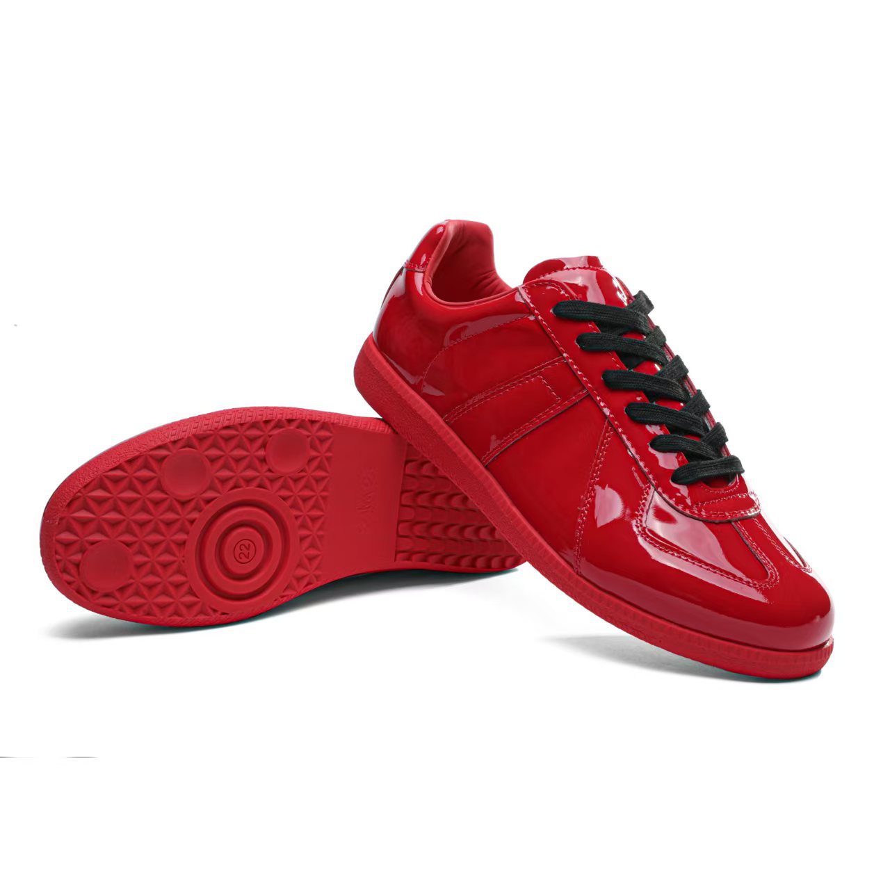 Women's Genuine Leather German Army Trainer Sneakers, Low Heel Casual Skate Shoes for Summer