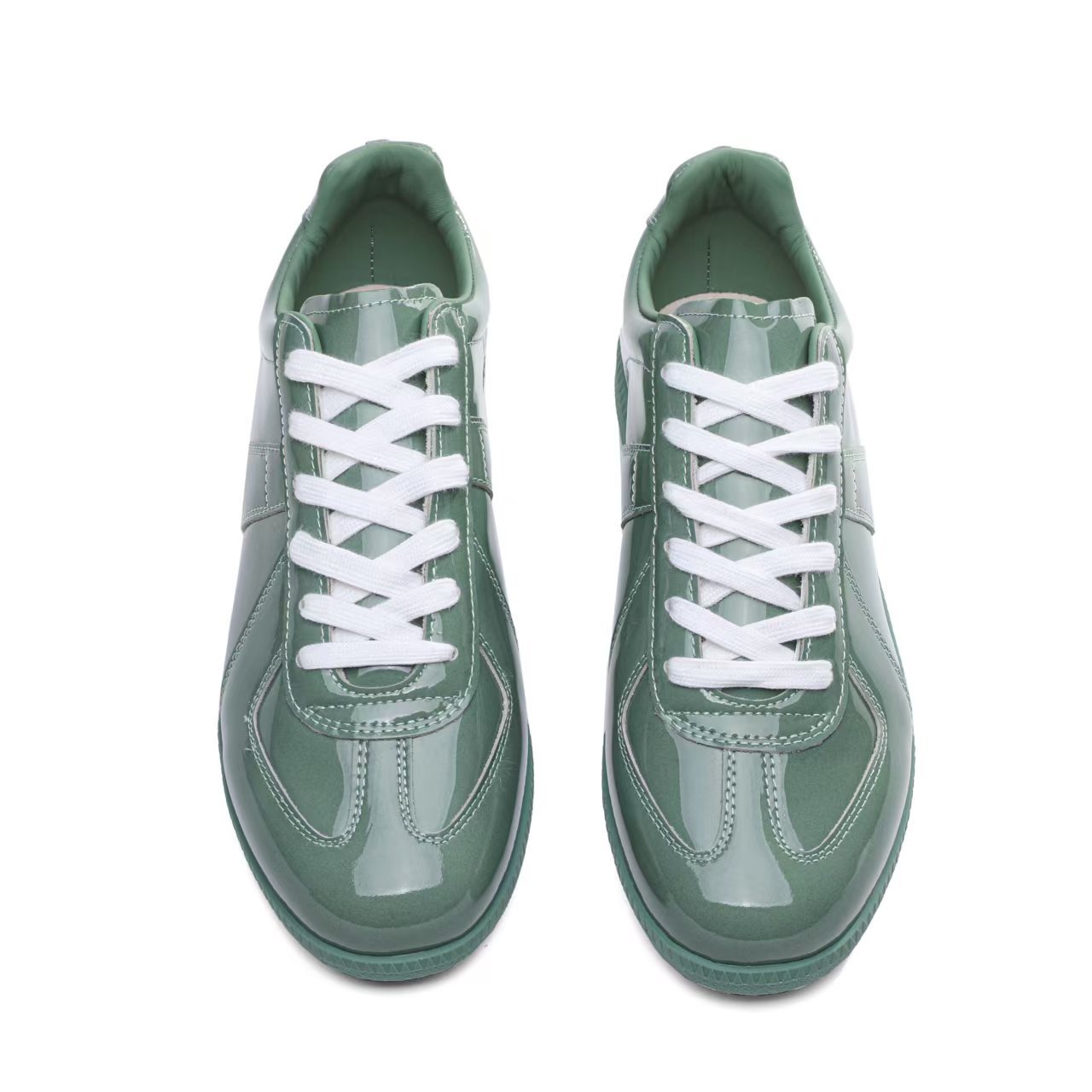 Women's Genuine Leather German Army Trainer Sneakers, Low Heel Casual Skate Shoes for Summer