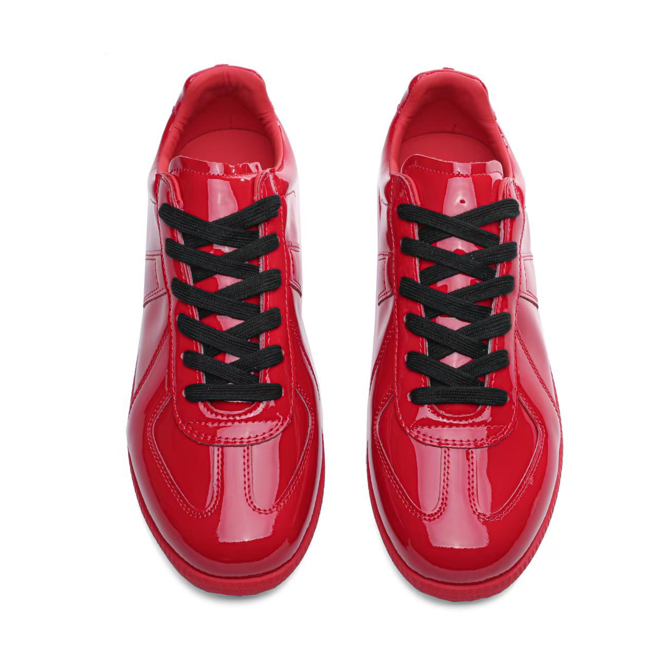 Women's Genuine Leather German Army Trainer Sneakers, Low Heel Casual Skate Shoes for Summer