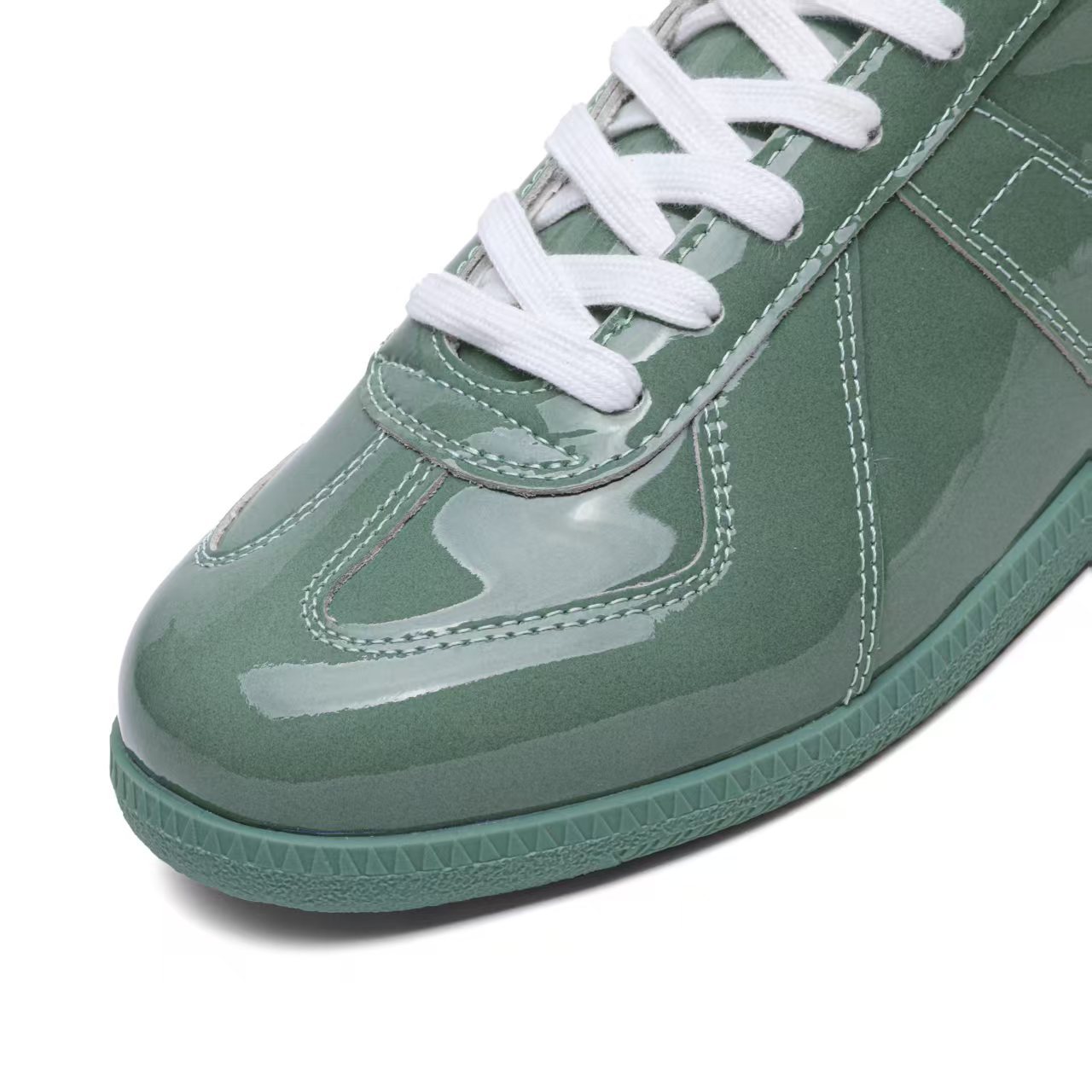 Women's Genuine Leather German Army Trainer Sneakers, Low Heel Casual Skate Shoes for Summer
