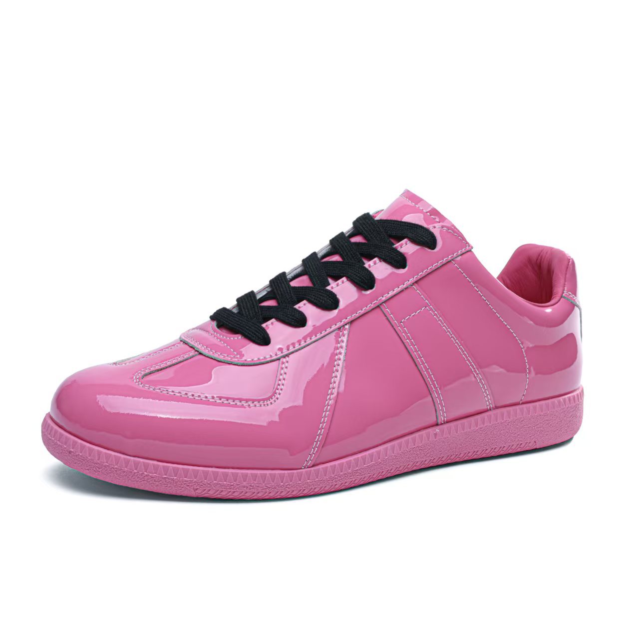 Women's Genuine Leather German Army Trainer Sneakers, Low Heel Casual Skate Shoes for Summer