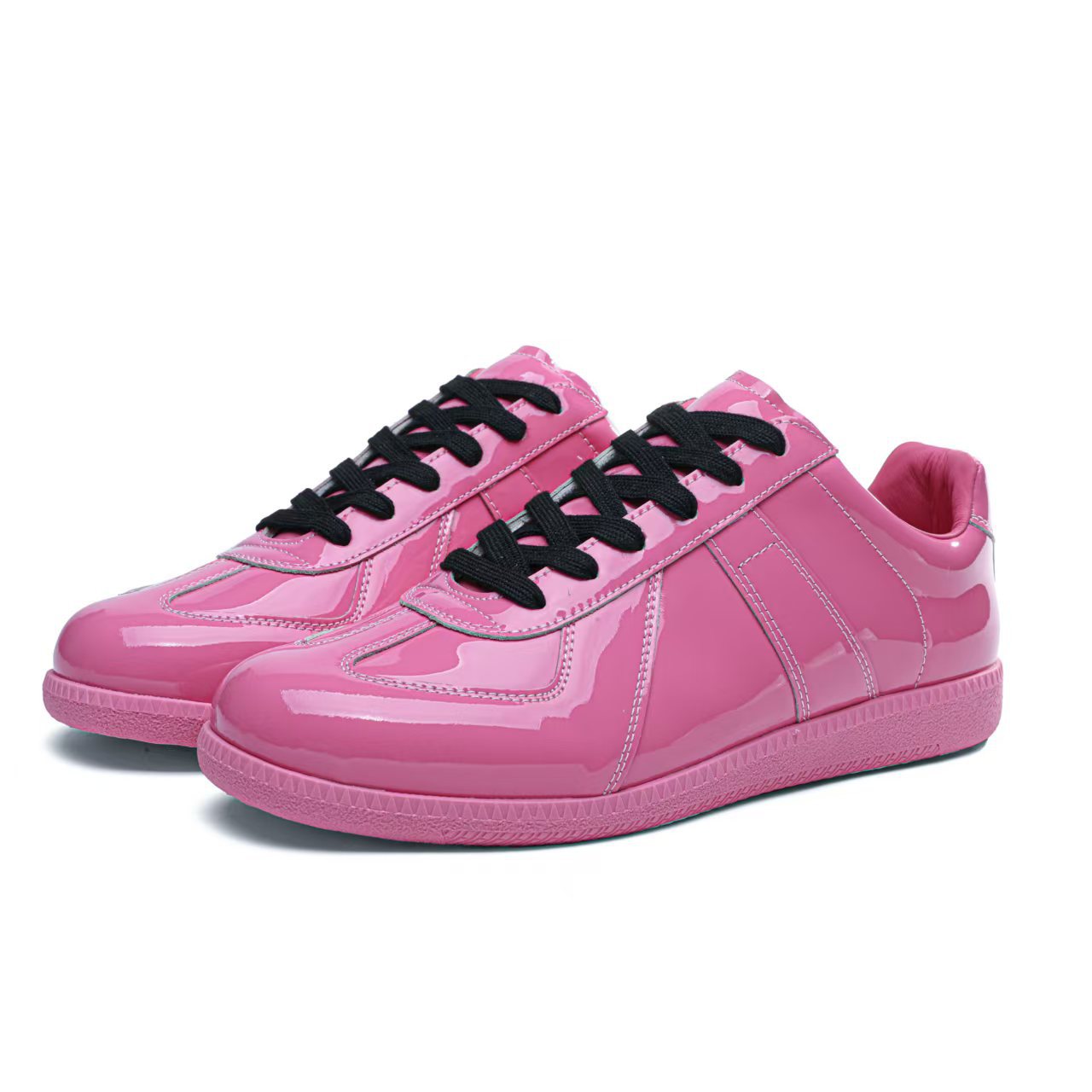 Women's Genuine Leather German Army Trainer Sneakers, Low Heel Casual Skate Shoes for Summer