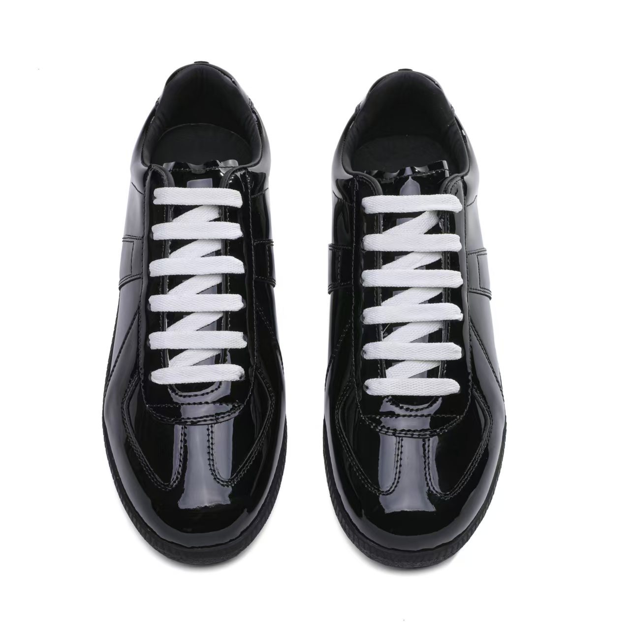 Women's Genuine Leather German Army Trainer Sneakers, Low Heel Casual Skate Shoes for Summer