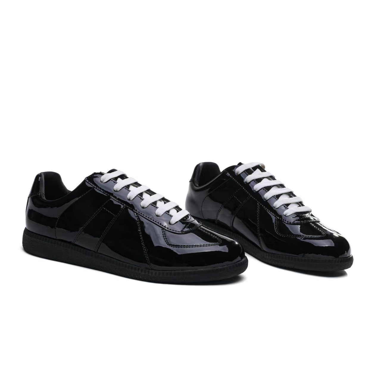 Women's Genuine Leather German Army Trainer Sneakers, Low Heel Casual Skate Shoes for Summer