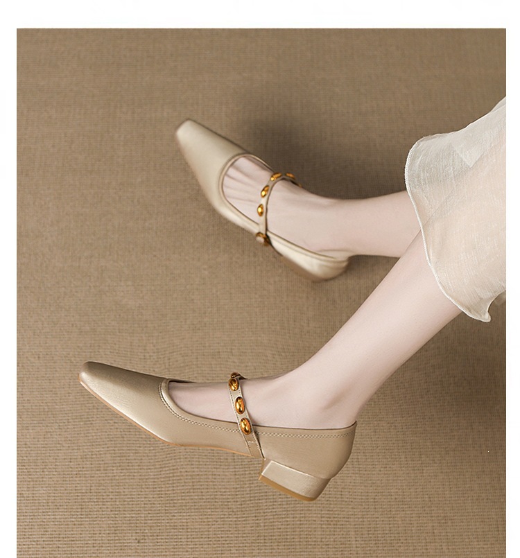 Women's Retro Square Toe Mary Jane Shoes with Buckle Strap, Low Heel Soft Sole Flats for Spring Summer Fall