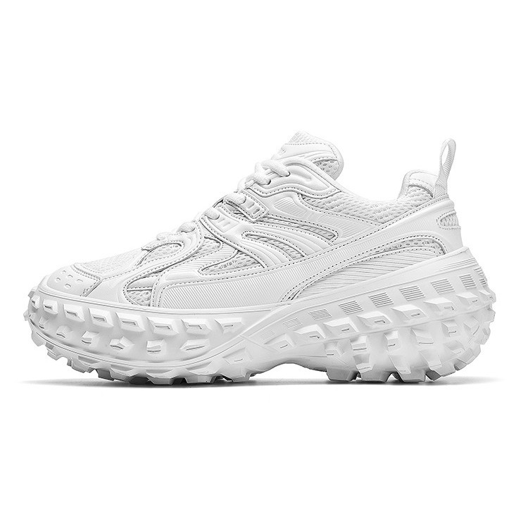 Women's Denim Chunky Dad Sneakers, Round Toe Mid Heel Casual Shoes for Spring Summer Autumn Winter