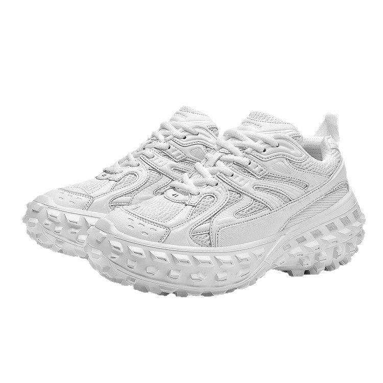 Women's Denim Chunky Dad Sneakers, Round Toe Mid Heel Casual Shoes for Spring Summer Autumn Winter