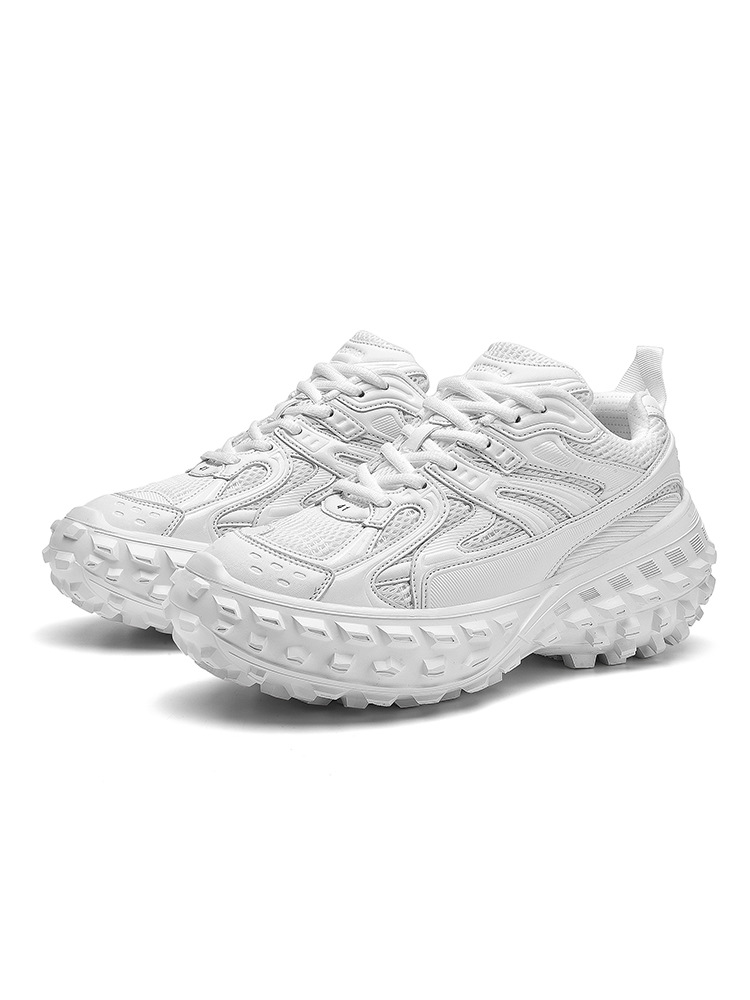 Women's Denim Chunky Dad Sneakers, Round Toe Mid Heel Casual Shoes for Spring Summer Autumn Winter