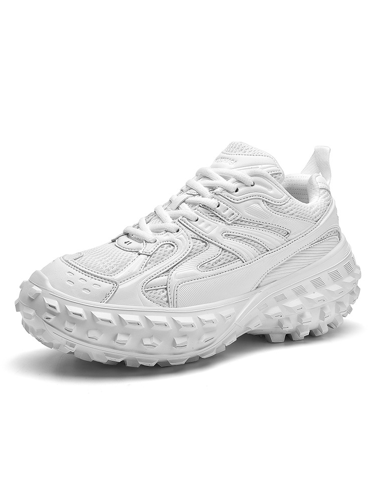 Women's Denim Chunky Dad Sneakers, Round Toe Mid Heel Casual Shoes for Spring Summer Autumn Winter