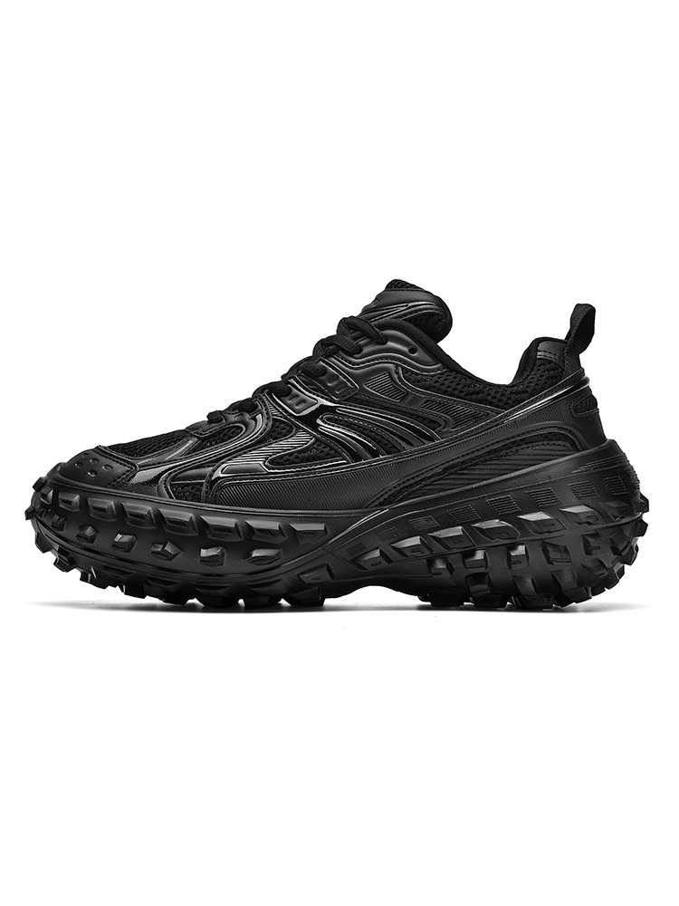 Women's Denim Chunky Dad Sneakers, Round Toe Mid Heel Casual Shoes for Spring Summer Autumn Winter