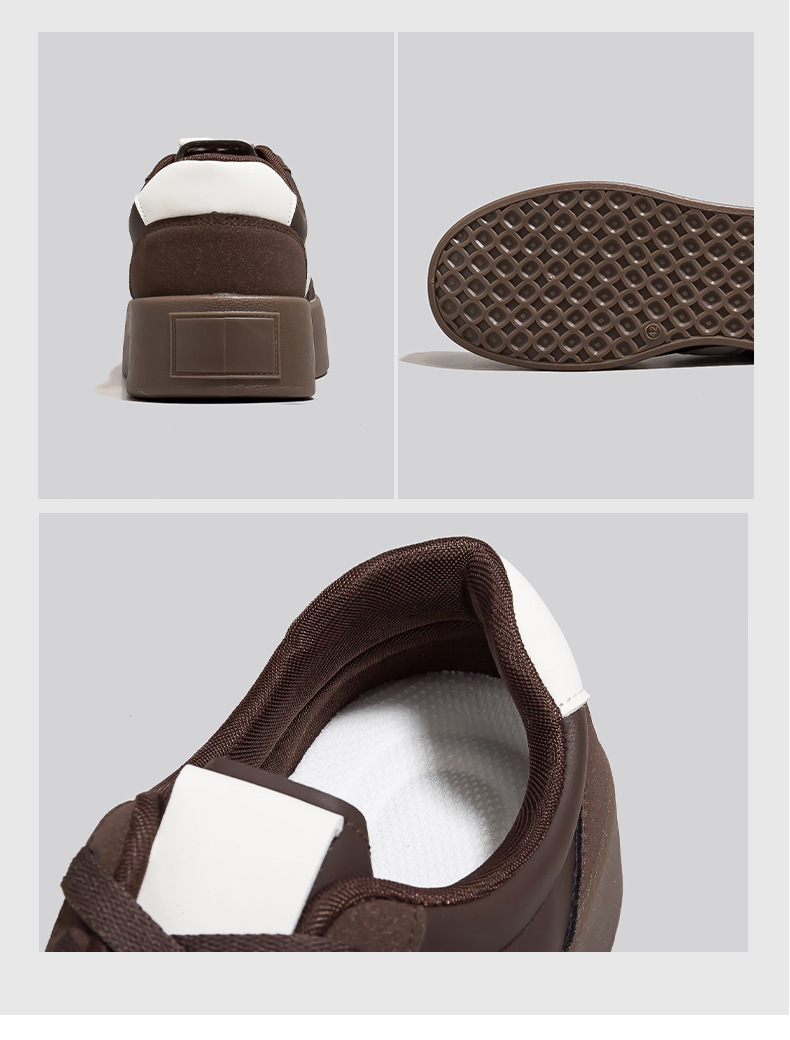 Unisex PU Leather Sneakers with Thick Sole, Lace-Up Casual Walking Shoes for Spring Summer Autumn