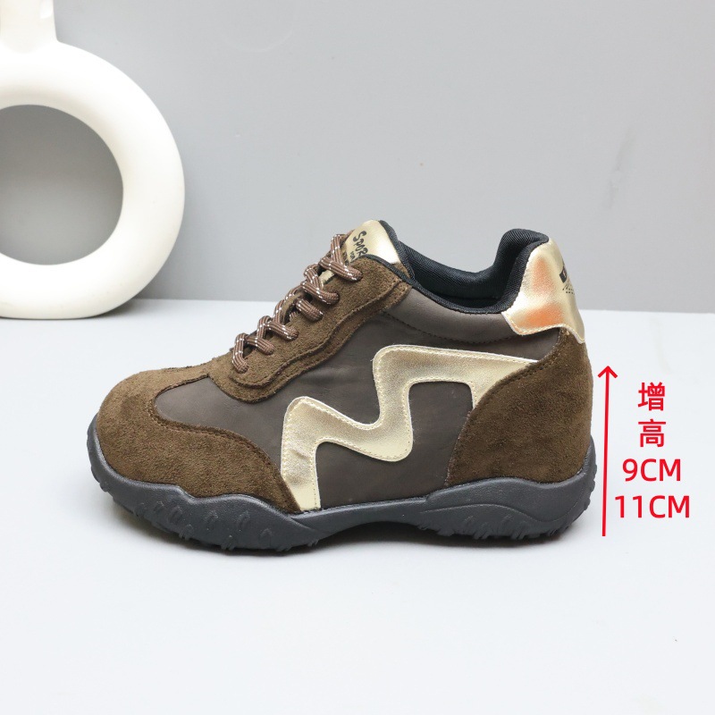 Women's Invisible Height Increasing Sneakers 9-11cm, Low Top Round Toe Casual Shoes for Spring and Fall