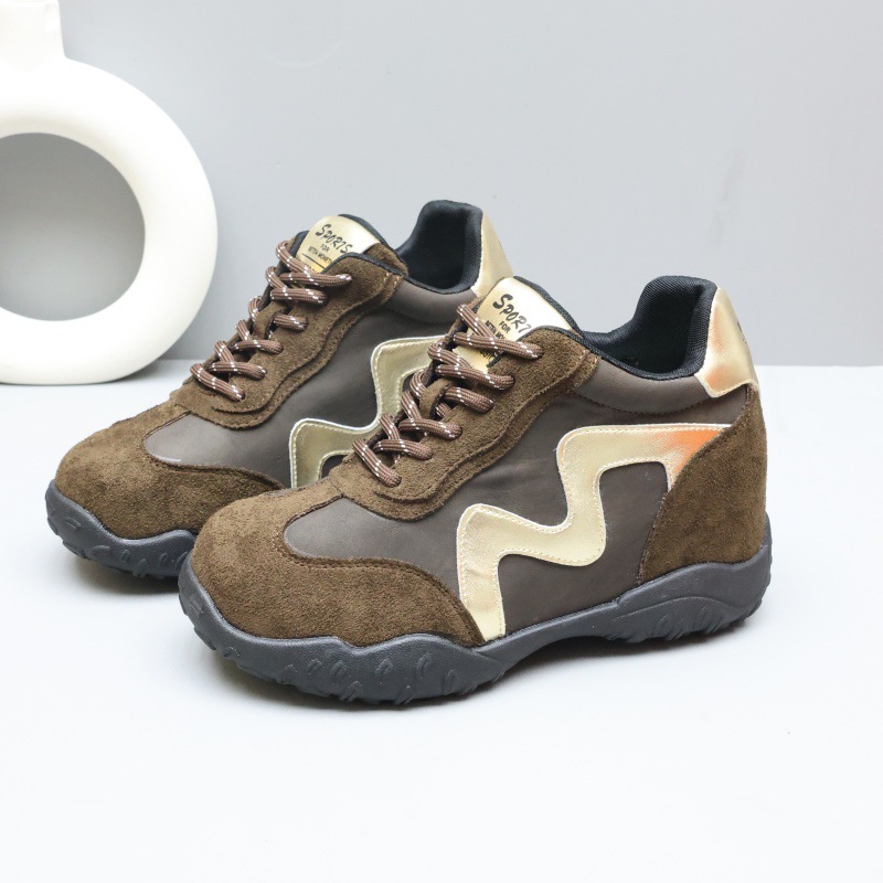 Women's Invisible Height Increasing Sneakers 9-11cm, Low Top Round Toe Casual Shoes for Spring and Fall