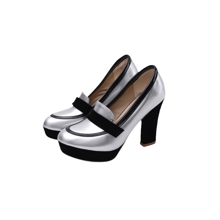 Women's Pointed Toe High Heel Pumps, Color Block PU Dress Shoes for Spring and Fall