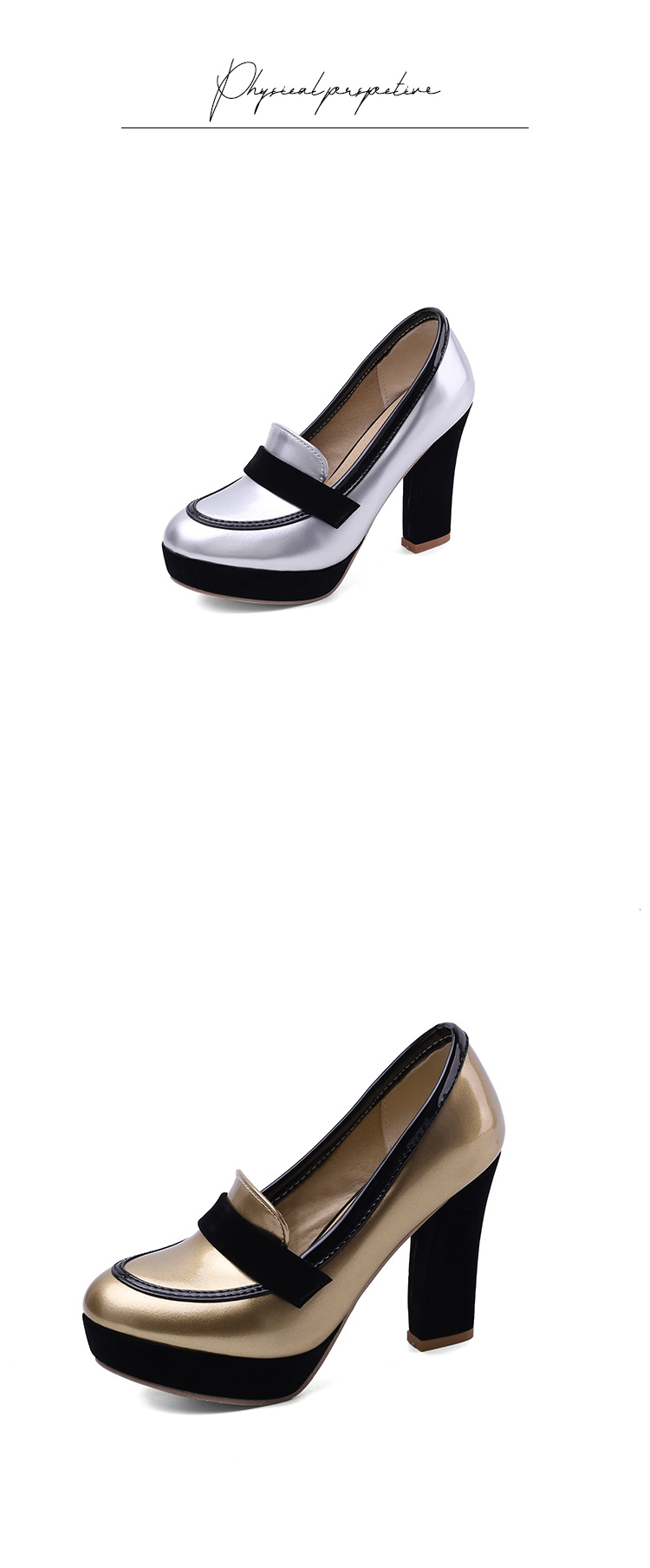Women's Pointed Toe High Heel Pumps, Color Block PU Dress Shoes for Spring and Fall