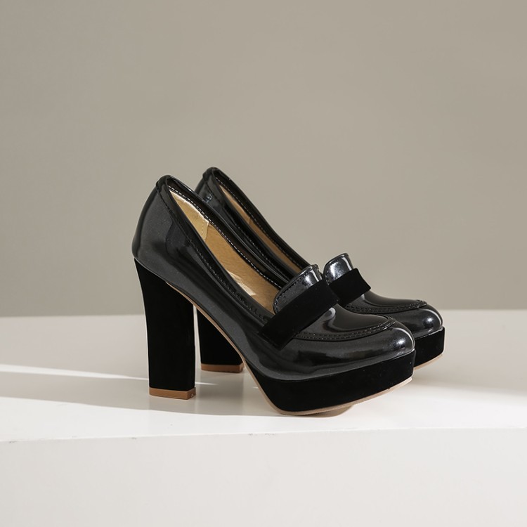 Women's Pointed Toe High Heel Pumps, Color Block PU Dress Shoes for Spring and Fall