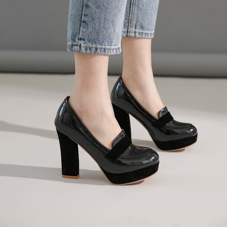 Women's Pointed Toe High Heel Pumps, Color Block PU Dress Shoes for Spring and Fall