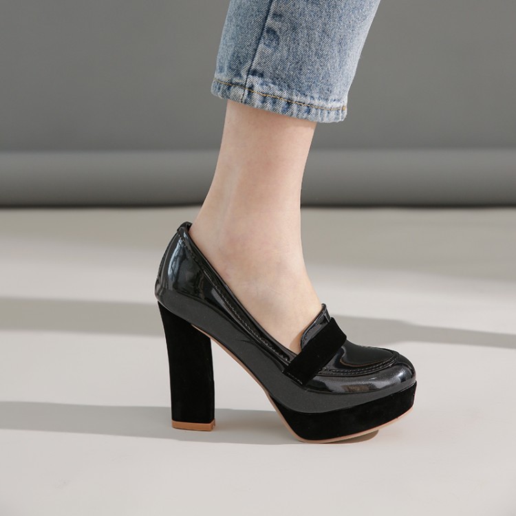 Women's Pointed Toe High Heel Pumps, Color Block PU Dress Shoes for Spring and Fall