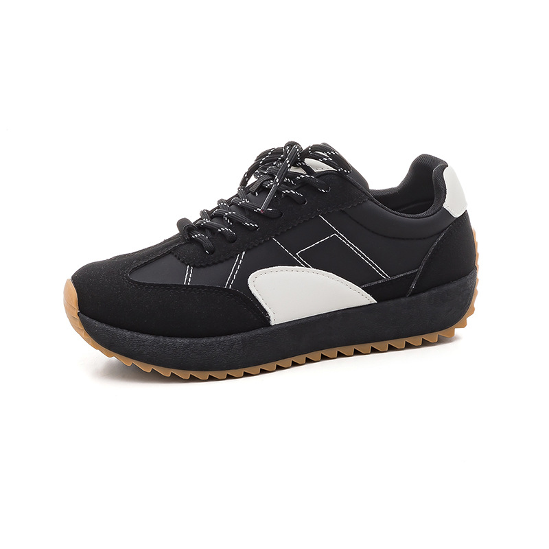 Women Retro Color Block German Army Trainer Sneakers, Thick Sole Casual Walking Shoes