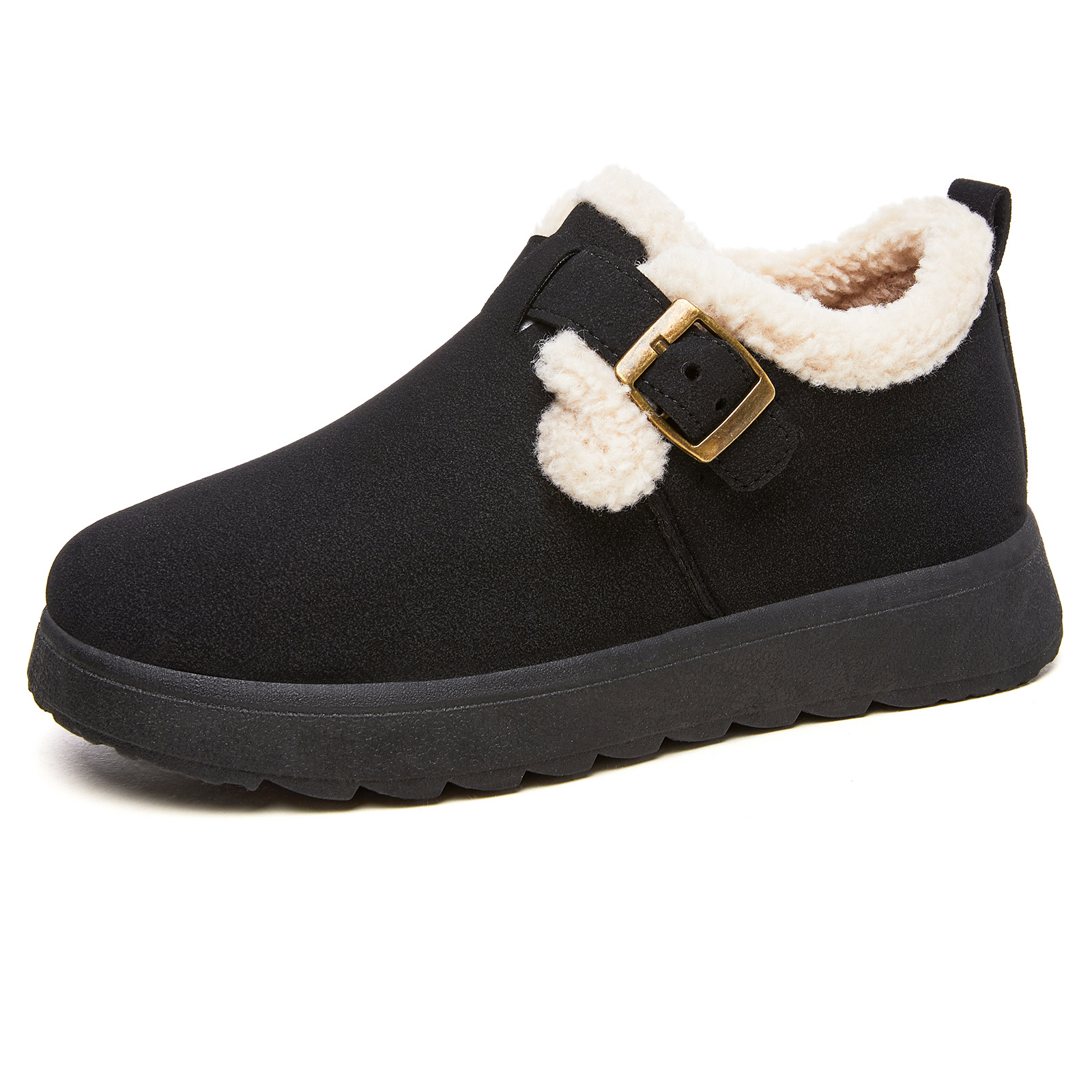 Women's Winter Fleece-Lined Cotton Snow Boots, Slip-On Low Top Casual Shoes