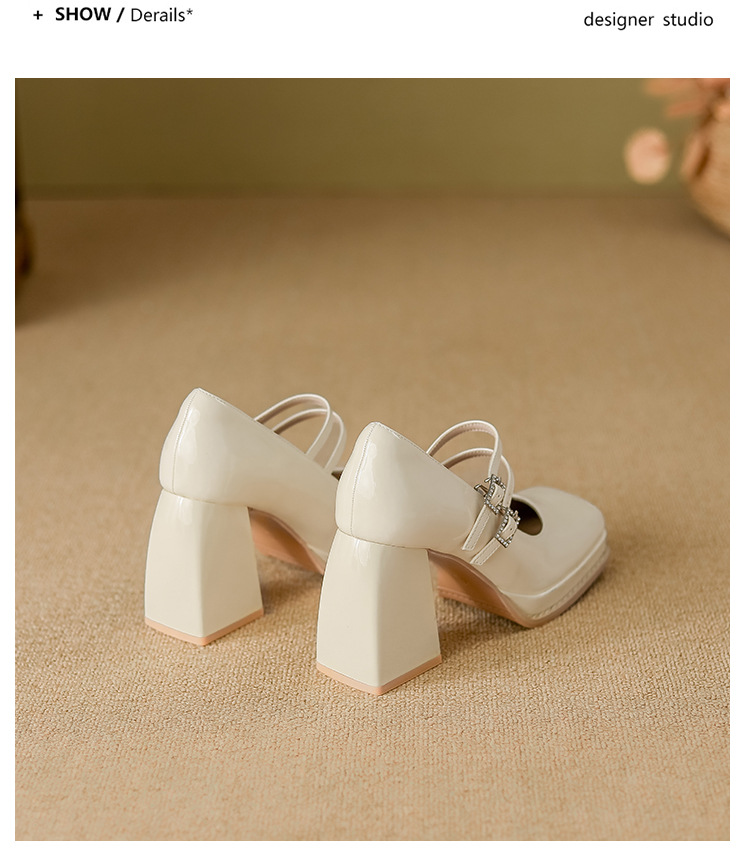 Women's Chunky Heel Mary Jane Shoes, Square Toe Low Top Slip-On Pumps for Commuting
