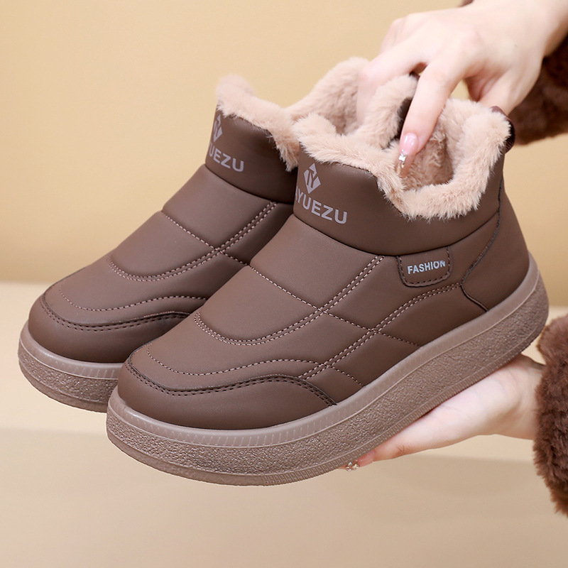 Women Winter Fleece Lined Snow Boots Slip On Thick Sole Anti Slip Warm Casual Shoes