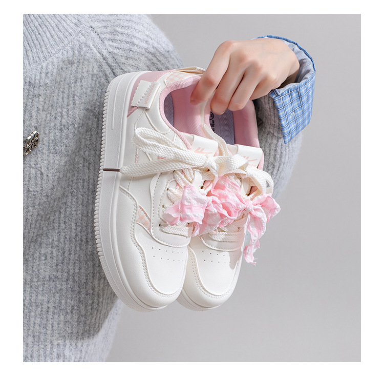 Women's Color Block Low Top Skate Shoes, Comfortable Lace Up Synthetic Leather Sneakers for Spring and Fall