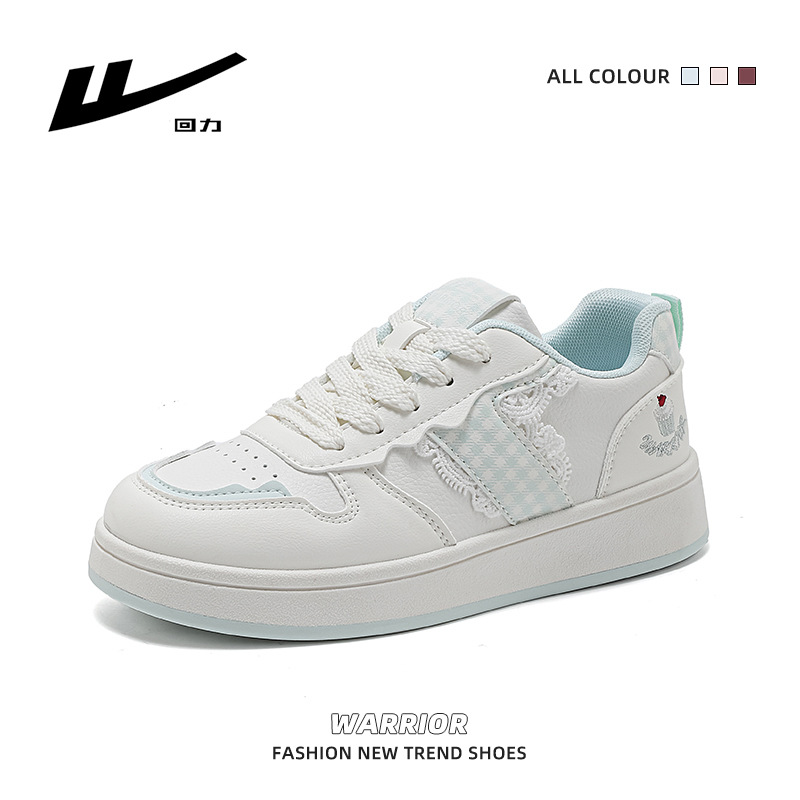 Warrior Women Low Top Color Block Sneakers, Comfortable Synthetic Leather Casual Shoes for Spring Summer Autumn