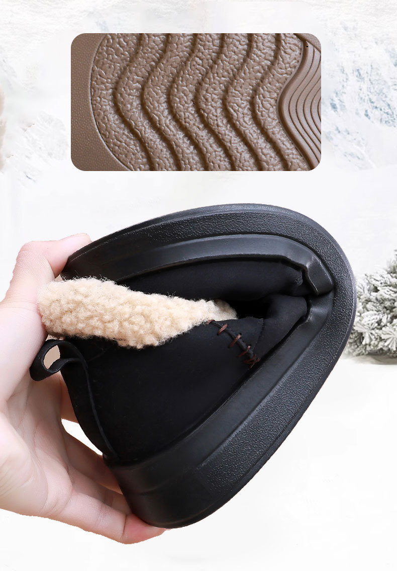 Women Winter Fleece-Lined Snow Boots, Slip-On Platform Casual Shoes for Daily Wear
